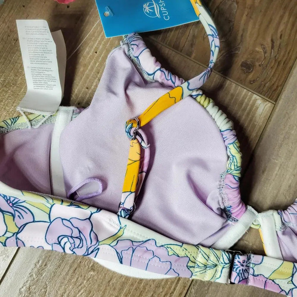 NWT Cupshe Bikini Top Underwire & Push Up Purple Orange Floral Size Large - Picture 14 of 15